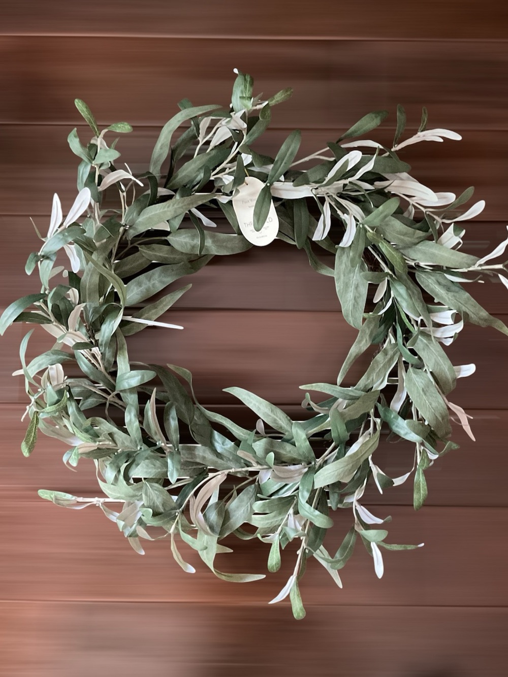 26” Faux Olive Leaf/Eucalyptus Green Wreath - Threshold - Picture 6 of 8
